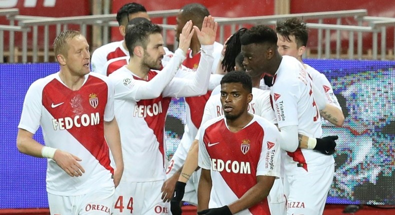 Cesc Fabregas celebrates first goal for Monaco