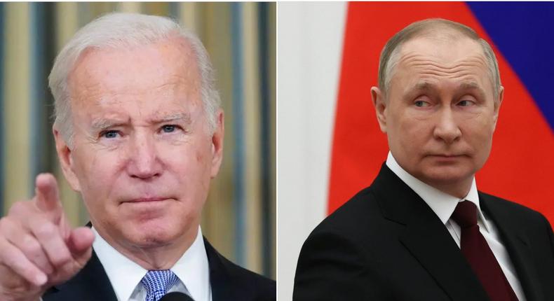 Joe Biden (L), Vladimir Putin (R).