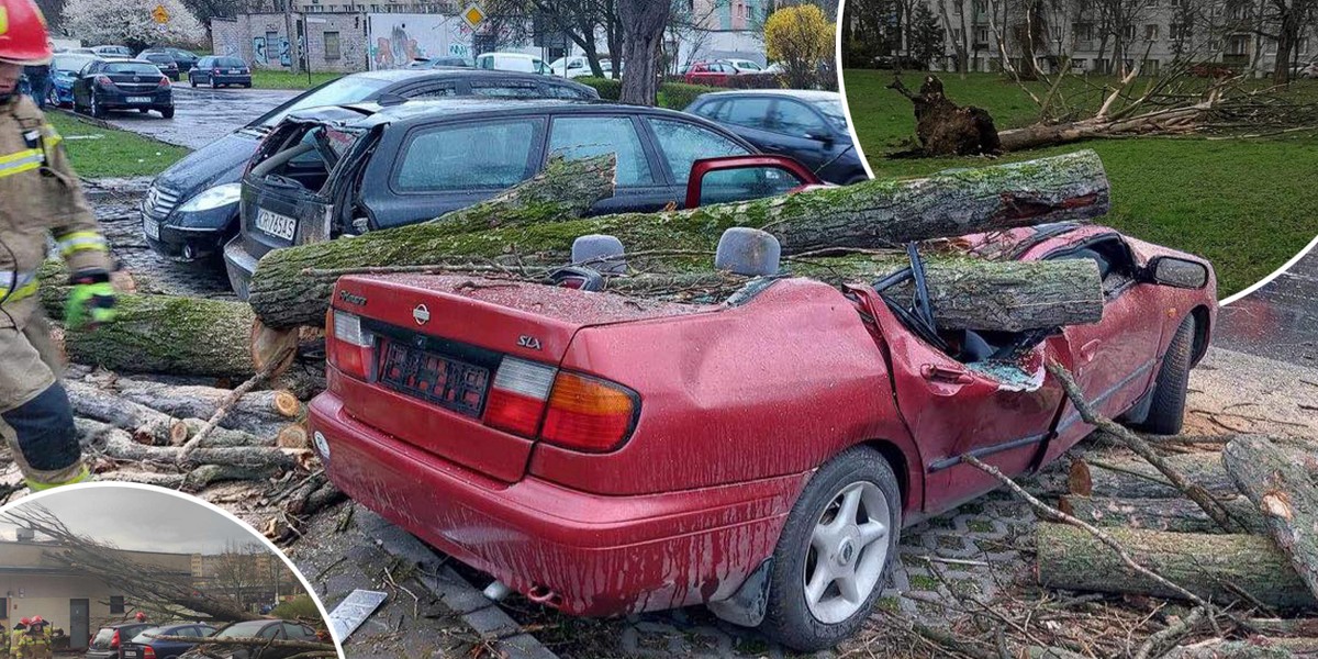 Wichura zniszczyła samochody w Nowej Hucie.