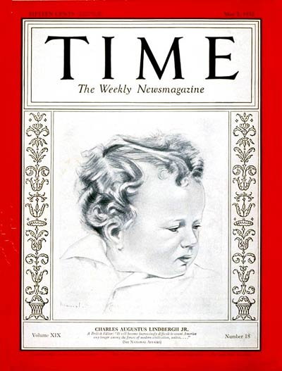 Charles Lindbergh Jr na okładce "Time" z  1932 - domena publiczna