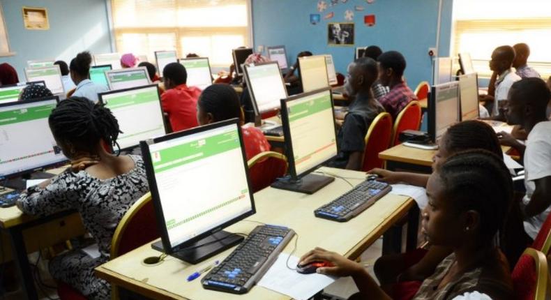 UTME Candidates writing exams at a CBT centre.