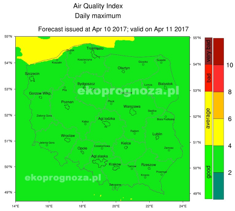 Ekoprognoza na 11 kwietnia 2017r.