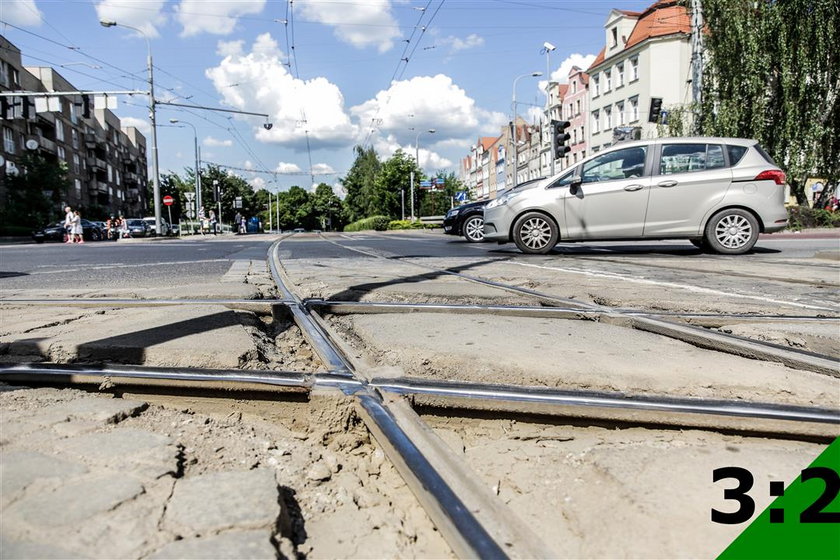 Torowisko na skrzyżowaniu Kazimierza Wielkiego i Mikołaja we Wroclawiu