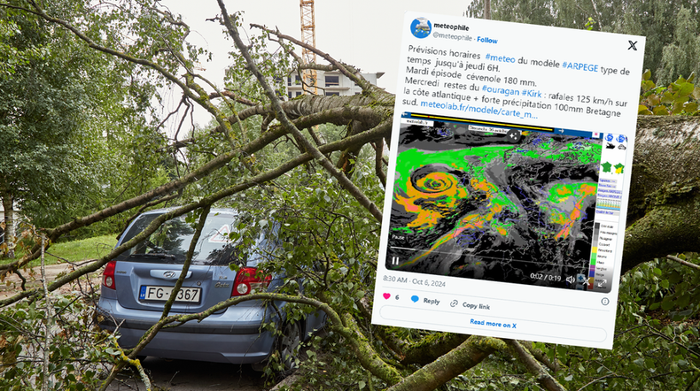 Oczy meteorologów zwrócone w stronę huraganu Kirk. Żywioł niebawem uderzy w Europę (screen: X/meteophile)