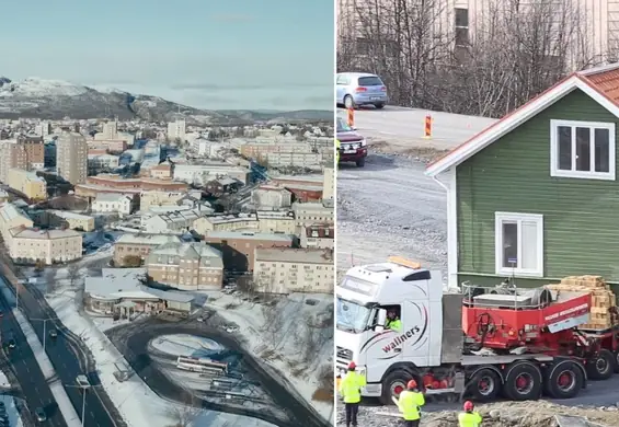 W Szwecji przenoszą miasto o 3 kilometry. Transportują całe domy na ciężarówkach [FILM]