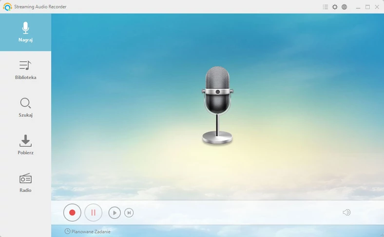 Główne okno programu do nagrywania audio w Windows - Streaming Audio Recorder