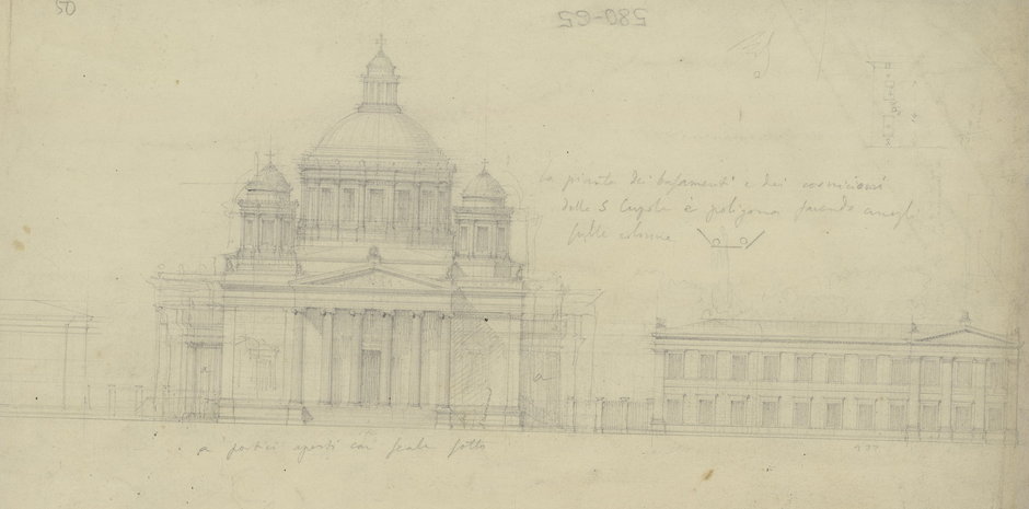 Pałac Saski i cerkiew, elewacja frontowa - 1844 r.