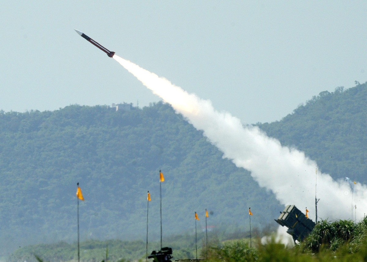 Rakieta Patriot podczas ćwiczeń w Yilan w Tajwanie w lipcu 2006 roku Fotograf: Maurice Tsai / Bloomberg News.