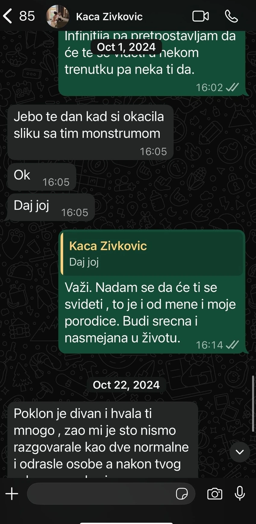 (FOTO) KIJA I KAĆA PREKINULE PRIJATELJSTVO ZBOG DIJANE HRKALOVIĆ Ovo je prepiska koja je razlog svađe: \