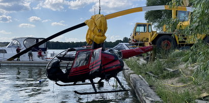 Dramatyczny wypadek w Mikołajkach. Śmigłowiec spadł do jeziora Tałty. Przerażające nagranie