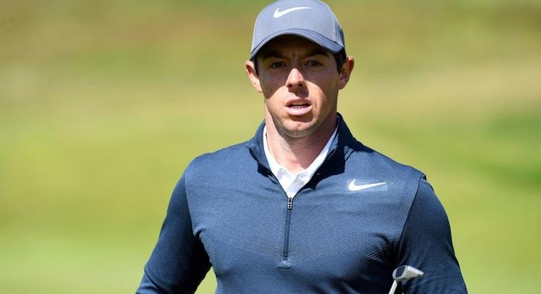 Northern Ireland golfer Rory McIlroy practices at the Royal Birkdale golf course in north west England, on July 16, 2017