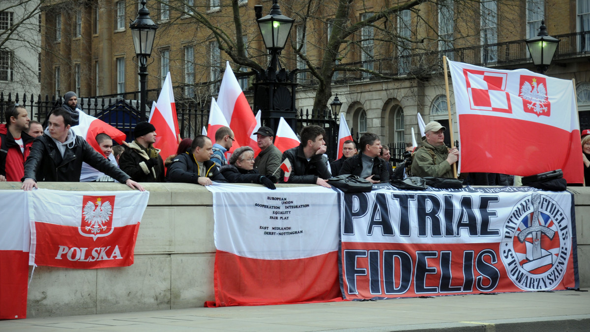 Około 300 osób protestowało przed siedzibą brytyjskiego premiera na Downing Street przeciwko lekceważeniu Polaków przez brytyjskich polityków i demonizowaniu polskich imigrantów w mediach.