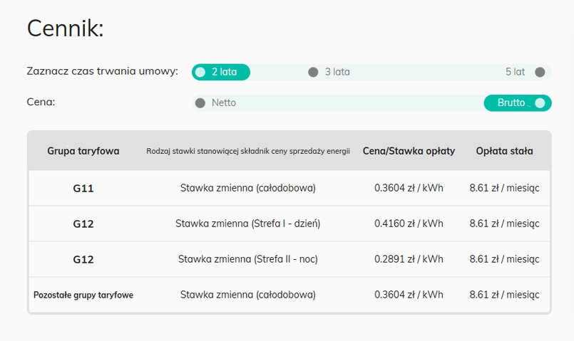 Polenergia - cennik z gwarancją ceny