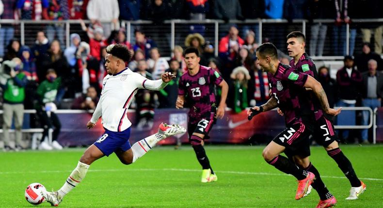 Weston McKennie scores the second to seal the USA's 2-0 win over Mexico in World Cup qualifying on Friday Creator: Emilee Chinn
