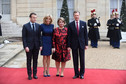Brigitte Macron i Emmanuel Macron na spotkaniu z książęcą parą Luksemburga