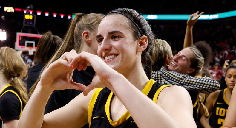 The hand heart is one of Clark's signature gestures.David Purdy/Getty Images