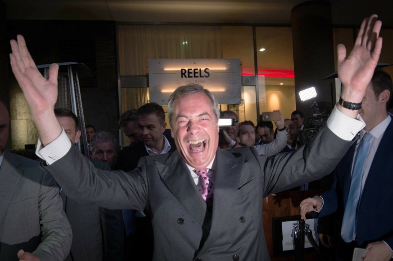 Farage after the results of the 2016 referendum to leave the European Union were announced.