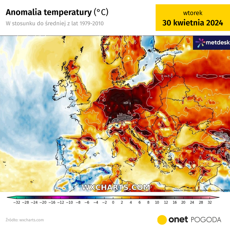 Na początku nowego tygodnia znajdzie się nad nami strumień bardzo gorącego powietrza