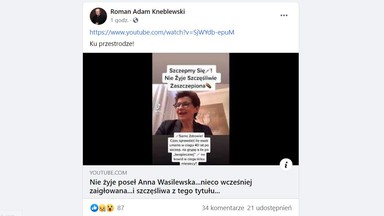 Ksiądz Kneblewski wykorzystał śmierć posłanki PO do antyszczepionkowej propagandy