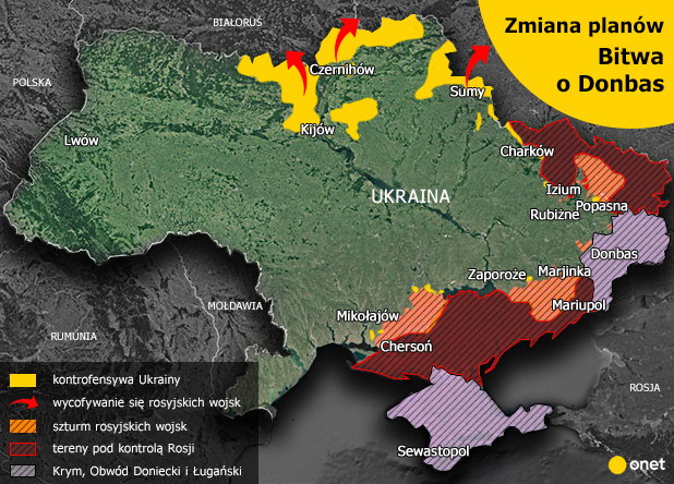 Odwrót spod Kijowa. Siły rosyjskie koncentrują się na Donbasie