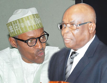 Buhari vs. Onnoghen. (Nigerian Tribune) 