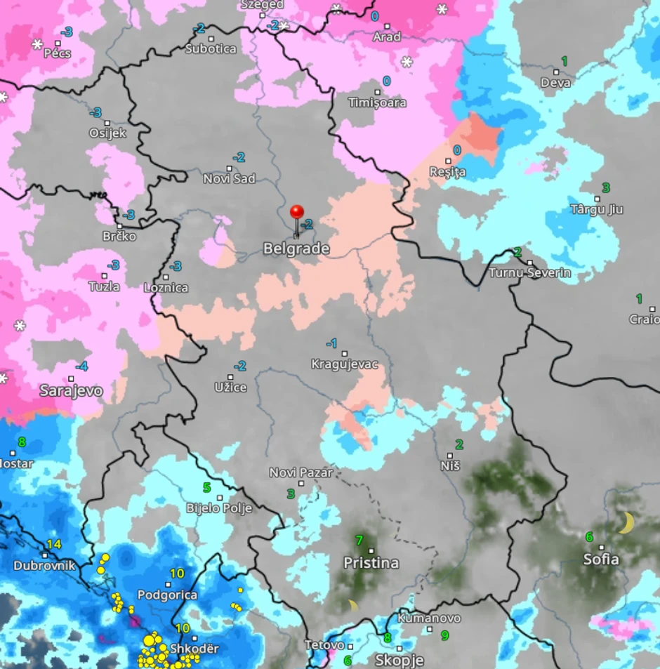 Vremenski rada danas u 20h