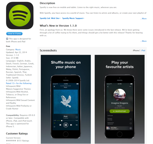 <b>Spotify</b>
<br><br>
Jedna z najpopularniejszych usług streamingu muzyki radzi sobie świetnie również na iPadzie. Co prawda niektórzy narzekają, że nowy design jest mało przekonujący, ale nam trudno jest zgodzić się z takimi opiniami. Spotify na iPada jest wciąż piękny, funkcjonalny i... najlepszy.