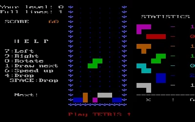 Tetris w wersji DOS na IBM PC