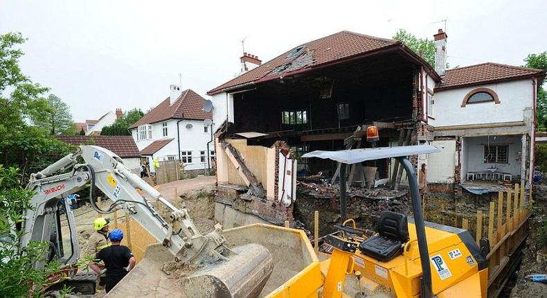 A collapsed building under construction