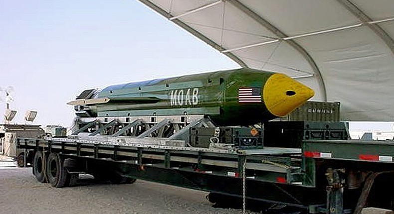 A GBU-43B, or Massive Ordnance Air Blast weapon, the US military's largest nonnuclear bomb.