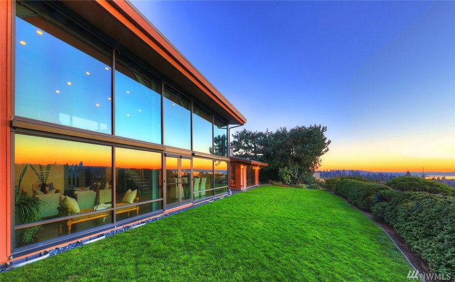 It has floor-to-ceiling windows across the property.
