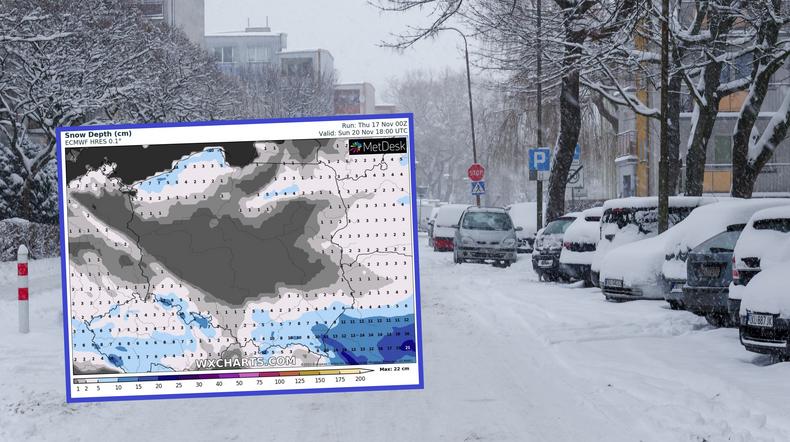 Mrozu i śniegu pod koniec tygodnia będzie coraz więcej (mapa: wxcharts.com)