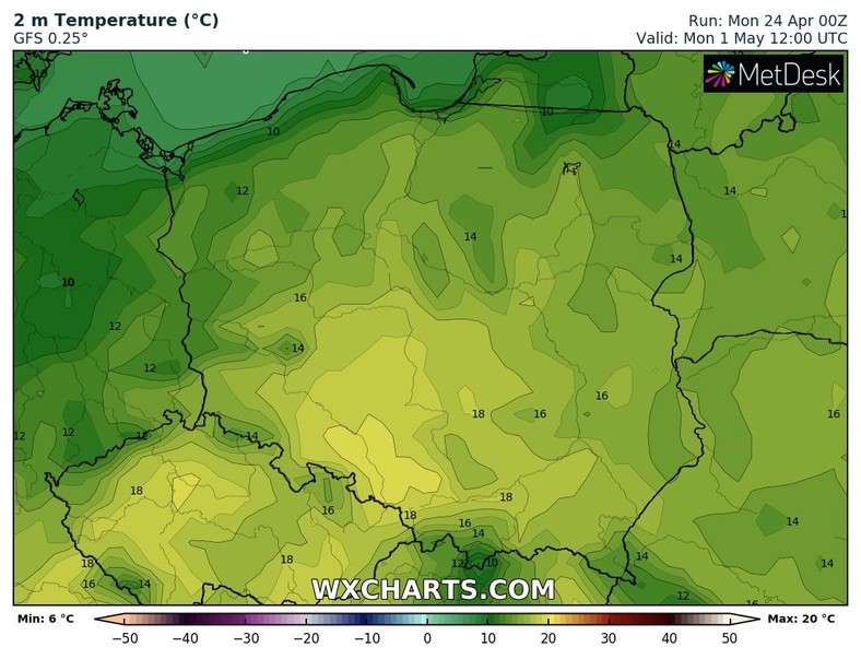 Początek maja może miejscami przynieść temperatury zbliżające się do 20 st. C.