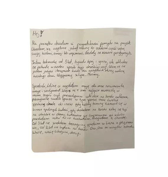 Jeden z listów, które Natalia Parandyk otrzymała w ramach projektu &quot;7000 kcal&quot; / Archiwum rozmówczyni