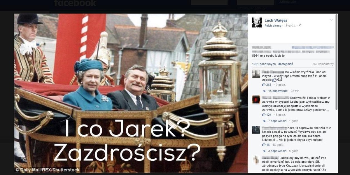 Tym zdjęciem Wałęsa zaczepia Kaczyńskiego 