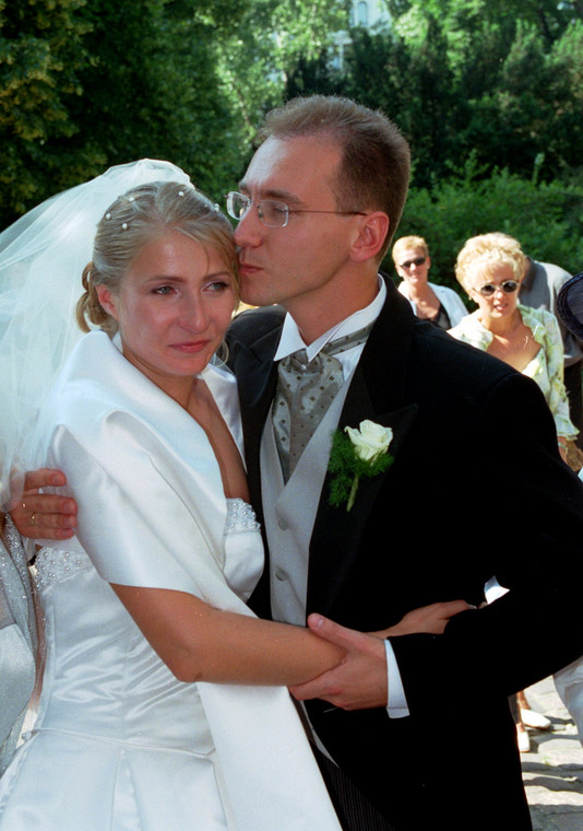 Dominika Czwartosz i Piotr Kraśko w dniu ślubu, 2000 r.