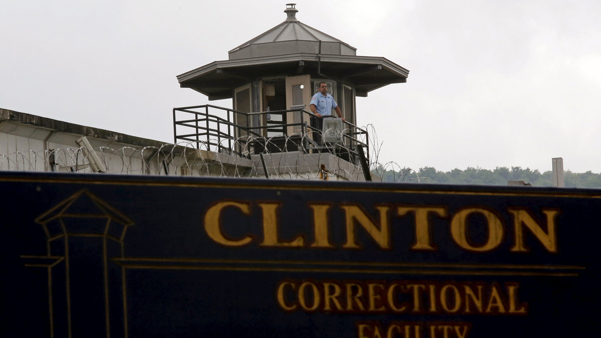 A guard stands in a tower at the Clinton Correctional Facility in Dannemora