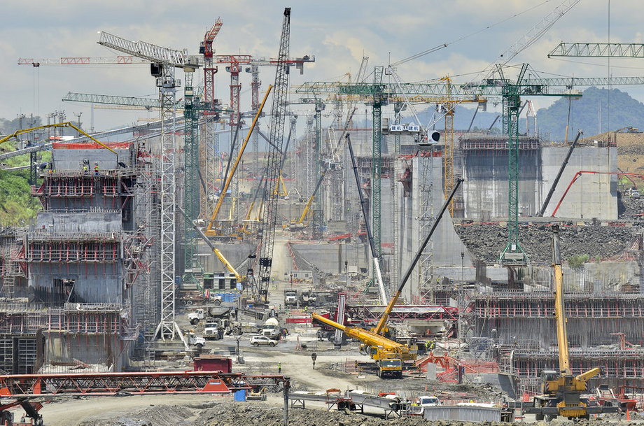 Construction on one of the major locks underway in Panama.