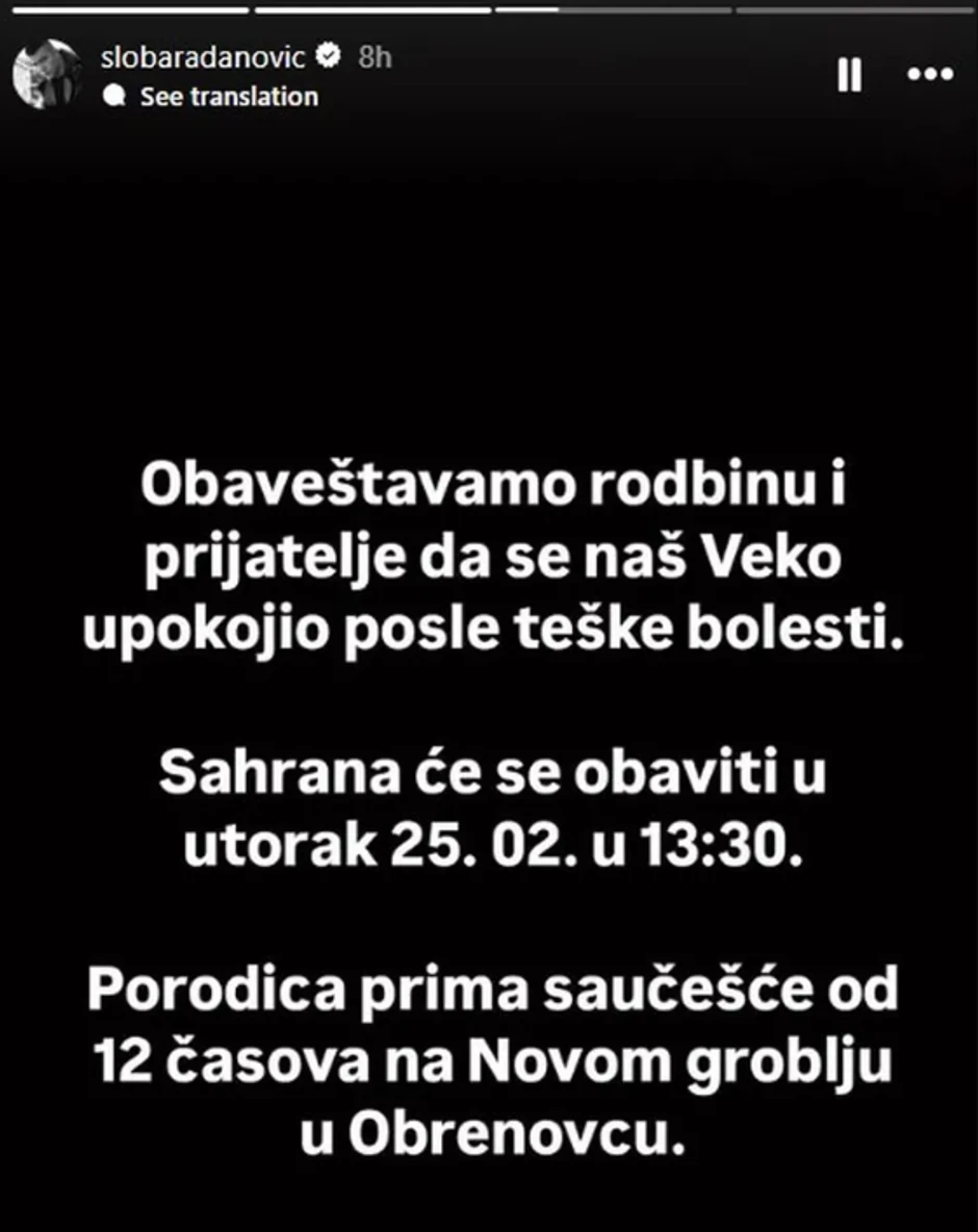 Sloba Radanović se oprostio od prijatelja