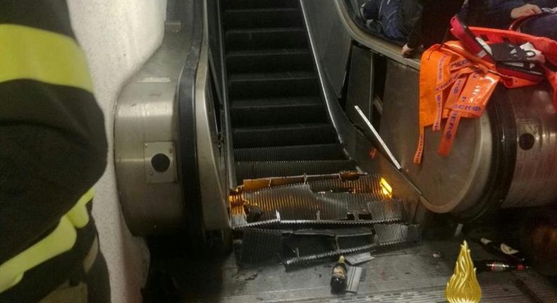 An escalator collapsed at the Repubblica metro station in Rome, injuring more than 20 people.