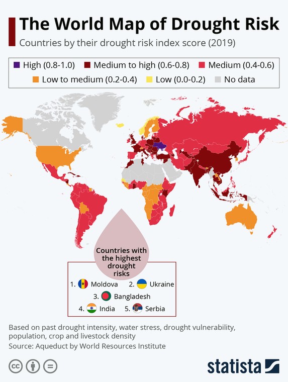 Światowa mapa zagrożenia suszą