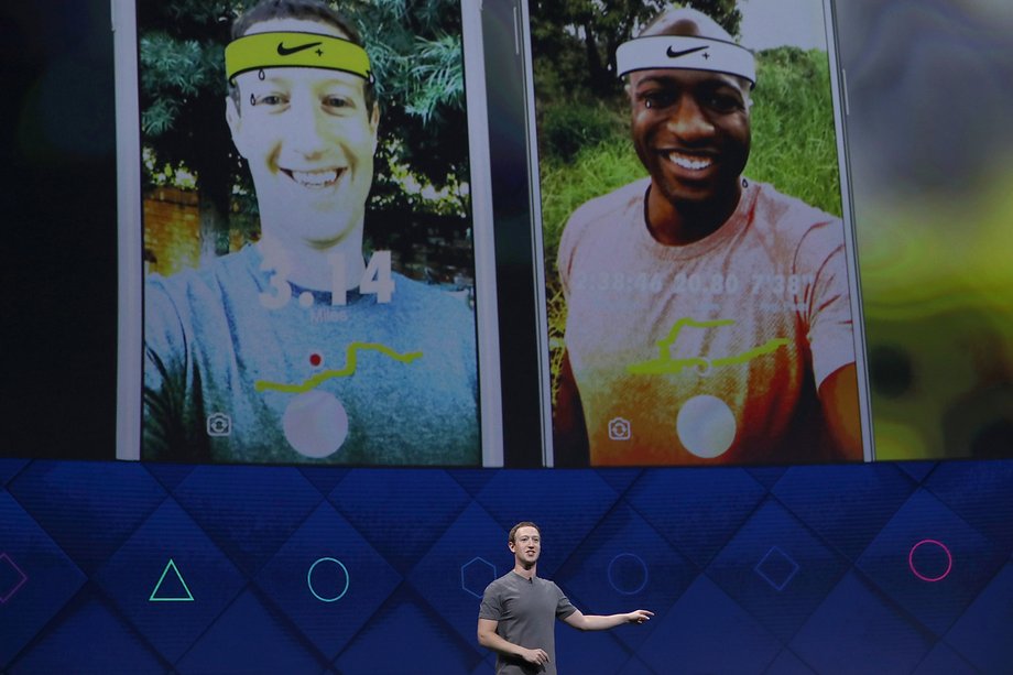 Mark Zuckerberg prezentuje platformę Camera Effects. Aplikacja Nike pozwala na przykład na dzielenie się swoimi wynikami ze znajomymi