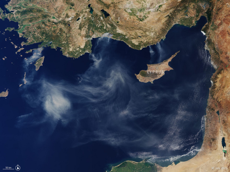 Pożary w Turcji na zdjęciu ESA