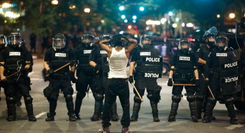 Police clash with protesters during demonstration in Charlotte, North Carolina