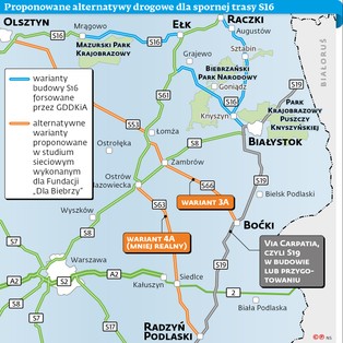 Via Carpatia ominie Mazury i dolinę Biebrzy? Oto alternatywne warianty przebiegu trasy S16