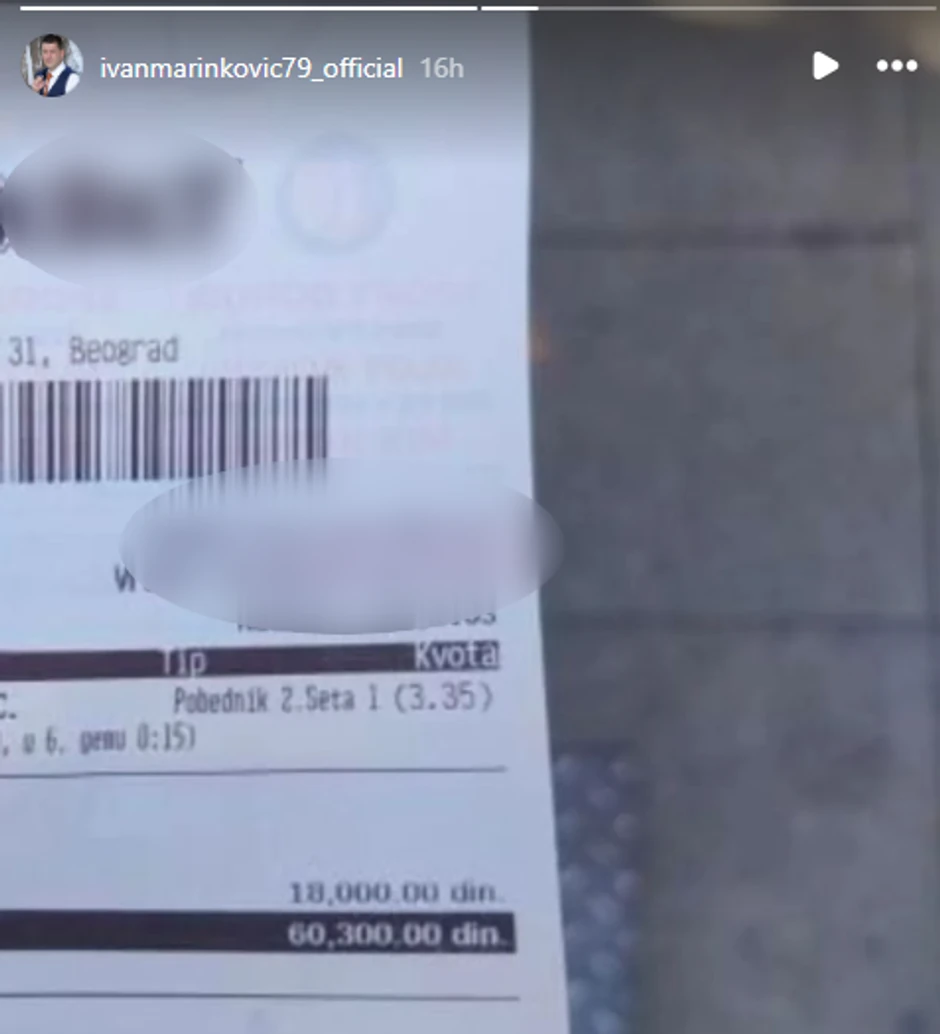 Ivan Marinković se kladio na Novaka Đokovića