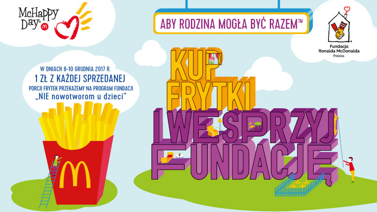 <strong>Już w najbliższy weekend we wszystkich polskich restauracjach McDonald’s rusza charytatywna akcja McHappy Day. Służy ona pozyskaniu środków na działalność Fundacji Ronalda McDonalda zajmującej się profilaktyką zdrowotną dzieci a przede wszystkim – inicjatywami na różne sposoby wspierającymi rodziny w czasie długotrwałego pobytu dziecka w szpitalu. </strong>