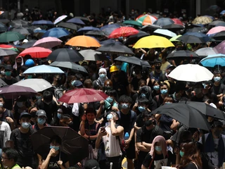 Protestujący na ulicach Hongkongu. 21 czerwca 2019 r.