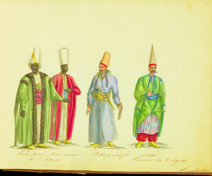 Czarnoskórzy eunuchowie w Imperium Osmańskim na ilustracji z 1825 roku