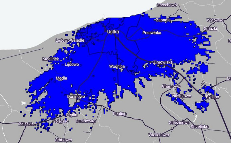 Mapa zasięgu 5G w Play - Ustka